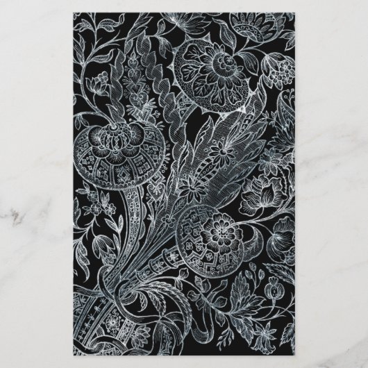 Silberflorale im Inlay-Stil Briefpapier (Vorderseite)