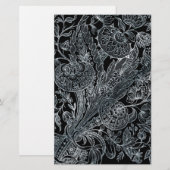 Silberflorale im Inlay-Stil Briefpapier (Vorne/Hinten)