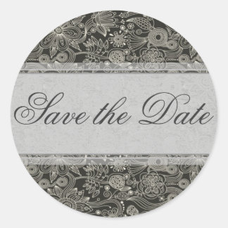 Silberflorale Save the Date Aufkleber/Siegel Runder Aufkleber