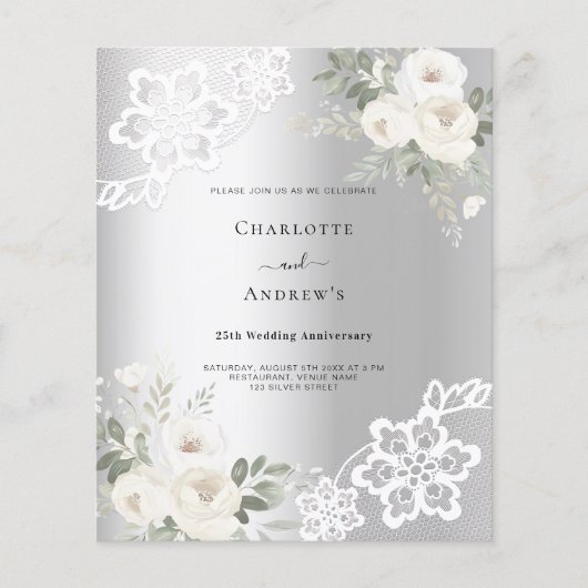 Silberfloralen 25. Hochzeitstag Einladung (Vorderseite)
