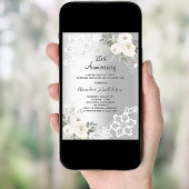 Silberfloralen Luxus 25. Hochzeitstag Einladung