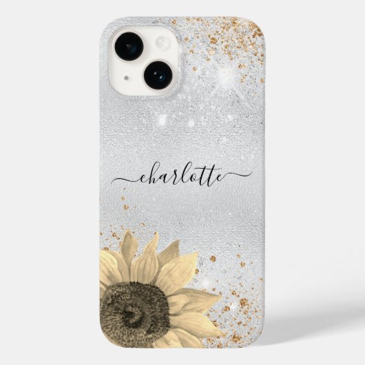 Silberflorenname rustikaler Glitzer Case-Mate iPhone Hülle (Rückseite)