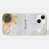Silberflorenname rustikaler Glitzer Case-Mate iPhone Hülle (Rückseite (Horizontal))
