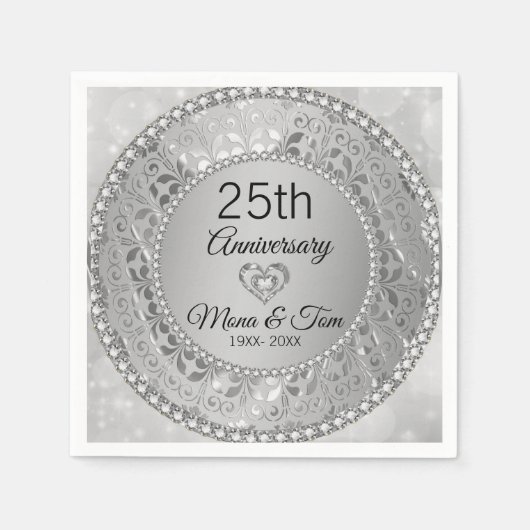 Silberflorentasche und Herz Serviette (Vorderseite)