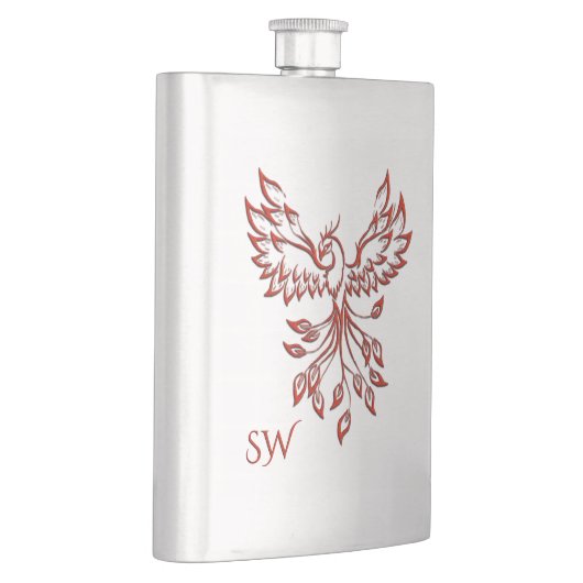 Silberflug eines Phoenix-Mit Monogramm Flachmann (Rechts)