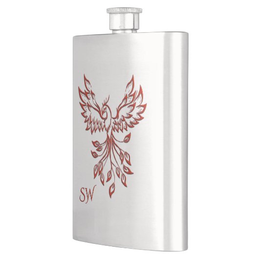 Silberflug eines Phoenix-Mit Monogramm Flachmann (Links)