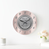 Silberflur, Rose Gold 25. Hochzeitsfeier Große Wanduhr (Zuhause)