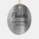 Silberfolie 21. Geburtstag Foto Keramik Ornament (Rechts)