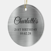 Silberfolie 21. Geburtstag Foto Keramik Ornament (Links)