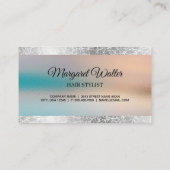 Silberfolie | Glastextur Hintergrund | Monogramm Visitenkarte (Rückseite)