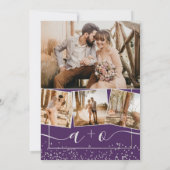 Silberfolie Pflaume lila Foto Initialen Hochzeit Einladung (Rückseite)