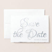 Silberfolie Save the Date mit Foto Folienkarte (Vorderseite mit Umschlag)