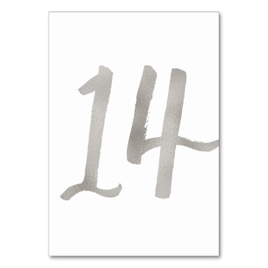 Silberfolie schick Hochzeitsfeier Tischnummer | Ta (Rückseite)