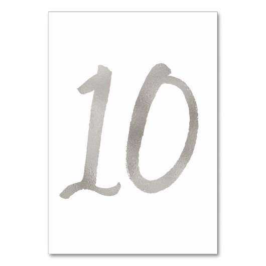 Silberfolie schick Hochzeitsfeier Tischnummer | Ta (Rückseite)