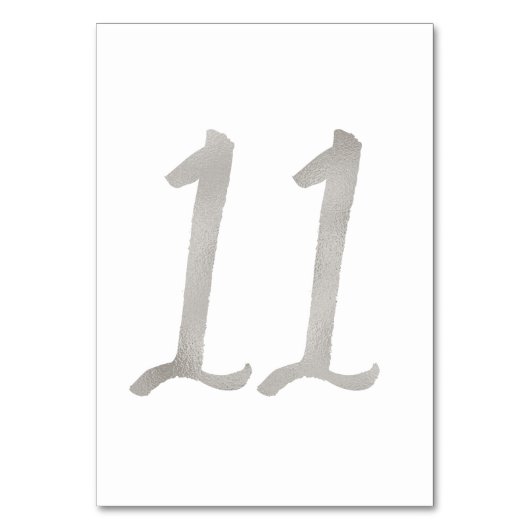 Silberfolie schick Hochzeitsfeier Tischnummer | Ta (Rückseite)