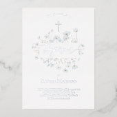 Silberfolie Text Taufe empfindliche Blume Folieneinladung (Vorderseite)