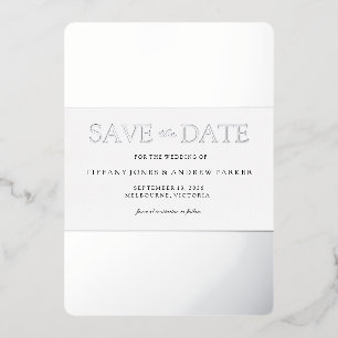 Silberfolie Trendy Moderne Hochzeit Save The Date  Folieneinladung
