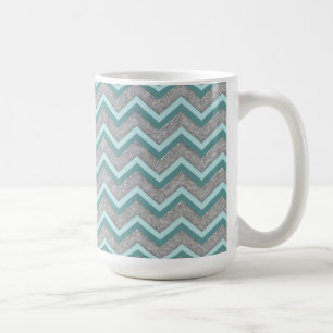 Silberfolie und Aquamarines ZigZag Kaffeetasse