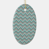 Silberfolie und Aquamarines ZigZag Keramik Ornament (Rechts)