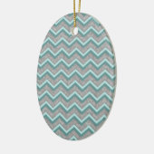 Silberfolie und Aquamarines ZigZag Keramik Ornament (Links)