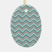 Silberfolie und Aquamarines ZigZag Keramik Ornament (Hinten)