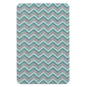 Silberfolie und Aquamarines ZigZag Magnet