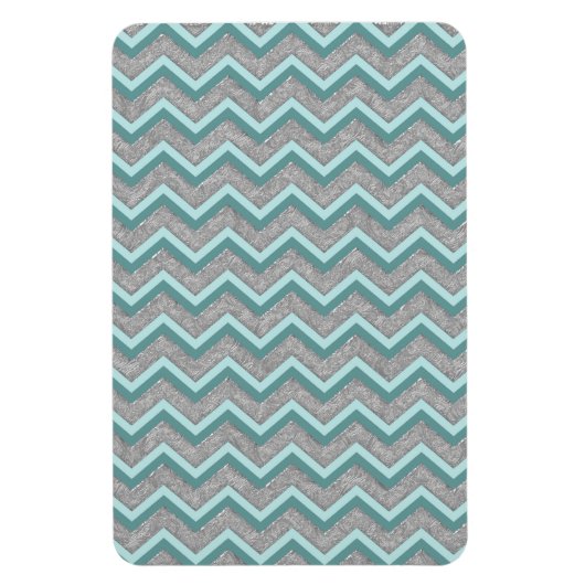 Silberfolie und Aquamarines ZigZag Magnet (Vertikal)