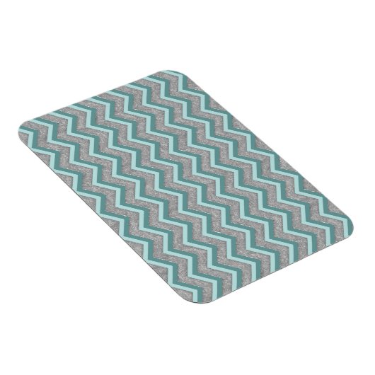 Silberfolie und Aquamarines ZigZag Magnet (Rechte Seite)