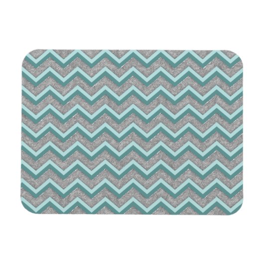 Silberfolie und Aquamarines ZigZag Magnet (Horizontal)