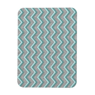 Silberfolie und Aquamarines ZigZag Magnet