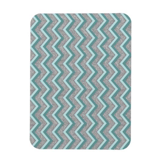 Silberfolie und Aquamarines ZigZag Magnet (Vertikal)