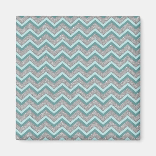 Silberfolie und Aquamarines ZigZag Magnet (Vorne)