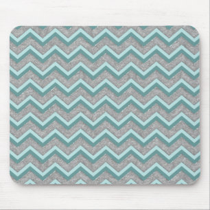 Silberfolie und Aquamarines ZigZag Mousepad