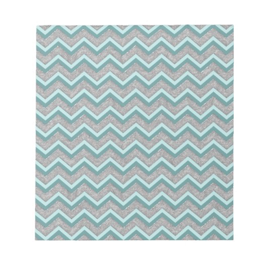 Silberfolie und Aquamarines ZigZag Notizblock (Vorderseite)