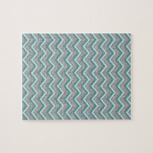 Silberfolie und Aquamarines ZigZag Puzzle (Horizontal)