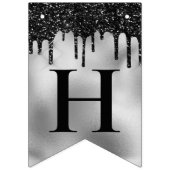 Silberfolie und schwarzer Tropfer Glitzer Geburtst Wimpelkette (Zweite Fahne)