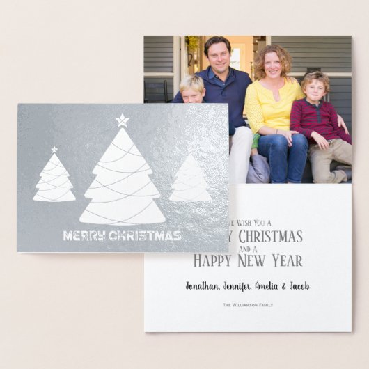 Silberfolie und Weißes Weihnachtsbaum-Foto Folienkarte (Anzeige)