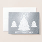 Silberfolie und Weißes Weihnachtsbaum-Foto Folienkarte (Vorderseite mit Umschlag)