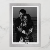 Silberfolie Vintag Silberweiße Ziergrenze Folieneinladung (Rückseite)