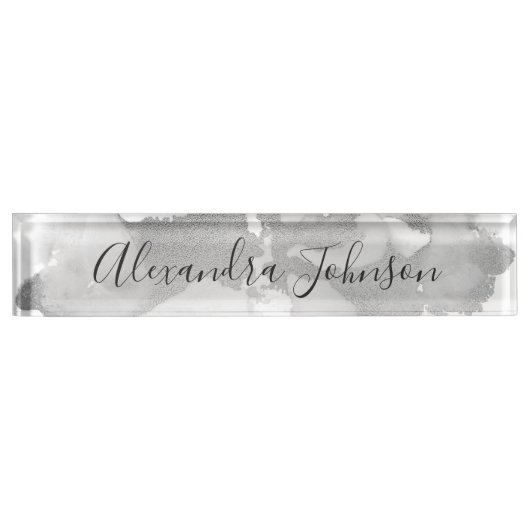 Silberfolie Wash Girly Desk Name Plate Namensplakette (Vorderseite)
