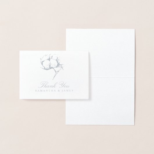 Silberfolien Single Cotton Boll Pflanze Etch Weddi Folienkarte (Anzeige)