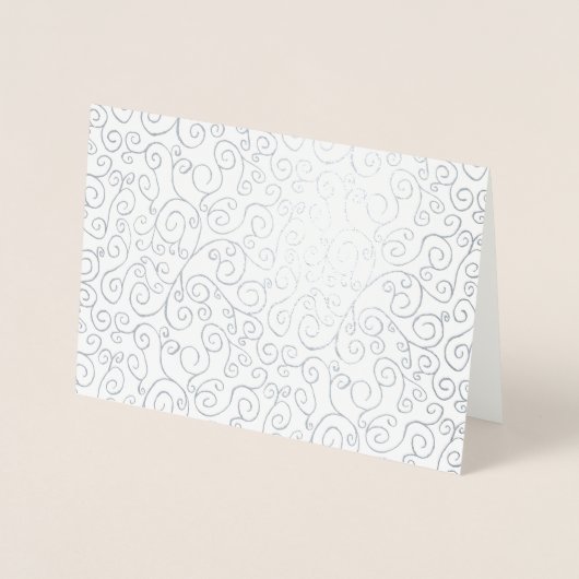 Silberfolienkrümmung Muster auf Weiß Folienkarte (Vorderseite)