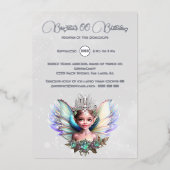 Silberfolienschnee Königin Winterwunderland Fee Folieneinladung (Vorderseite)