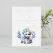 Silberfolienschneeprinzessin 3D blauer Rose Mädche Folieneinladung (Stehend vorne)