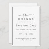 Silberfreie Getränke Save the Date Karte (Vorne/Hinten)