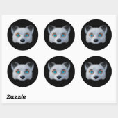 Silberfuchs blaue Augen Runder Aufkleber (Blatt)