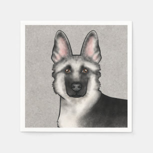 Silberfuchs Deutscher Schäferhund Süßer Hundekopf Serviette