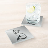 Silberfuchs Glasuntersetzer (Schrägansicht)