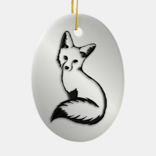 Silberfuchs Keramikornament