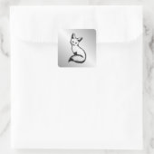 Silberfuchs Quadratischer Aufkleber (Tasche)